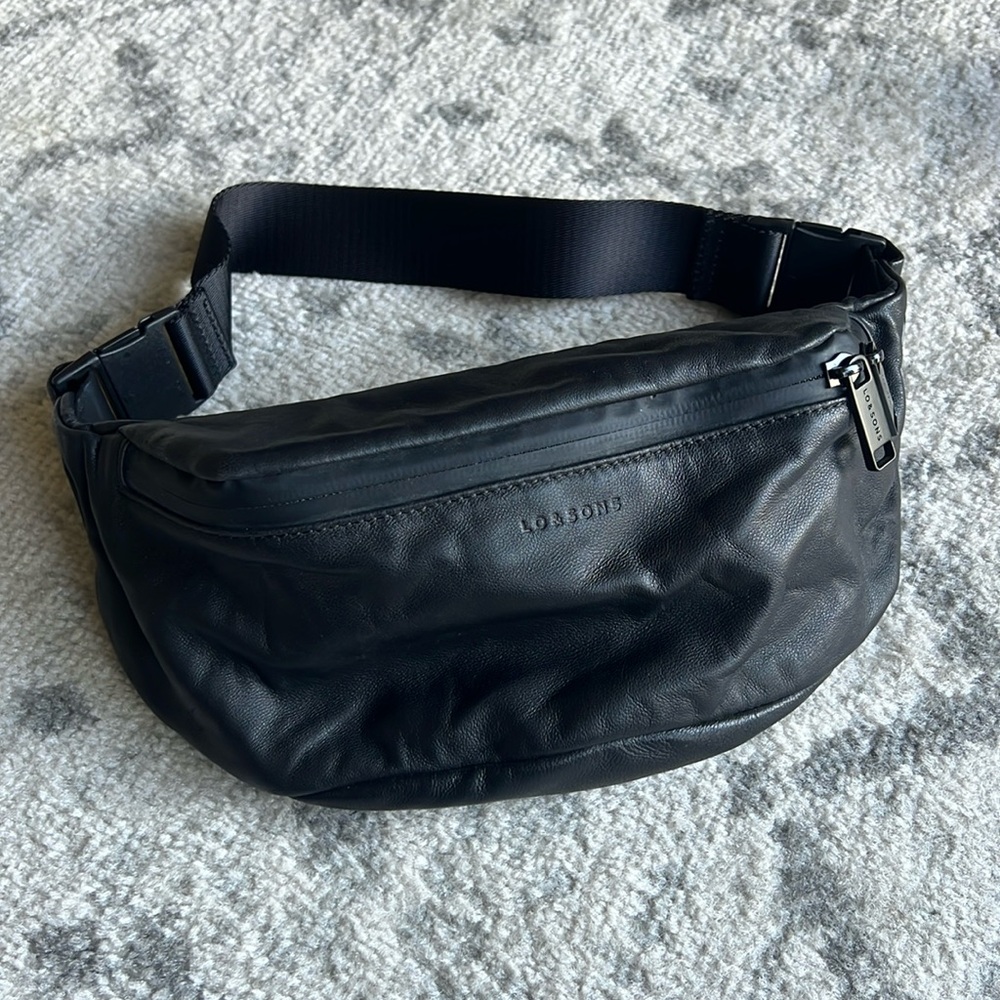 Lo & Sons Bond Fanny Pack/ Sling Sheepskin Leather Bag in Black